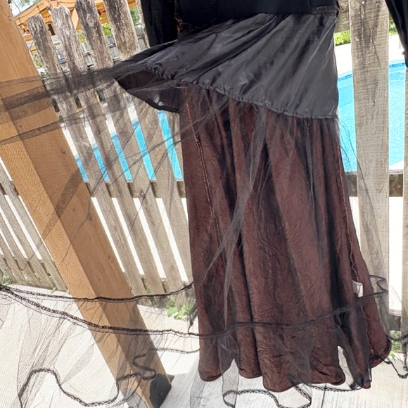 VTG 80s RICKI LANG for Nuit Ball Gown Woven Crinkled-Skirt Whimsigoth Womens 12 - Picture 13 of 16